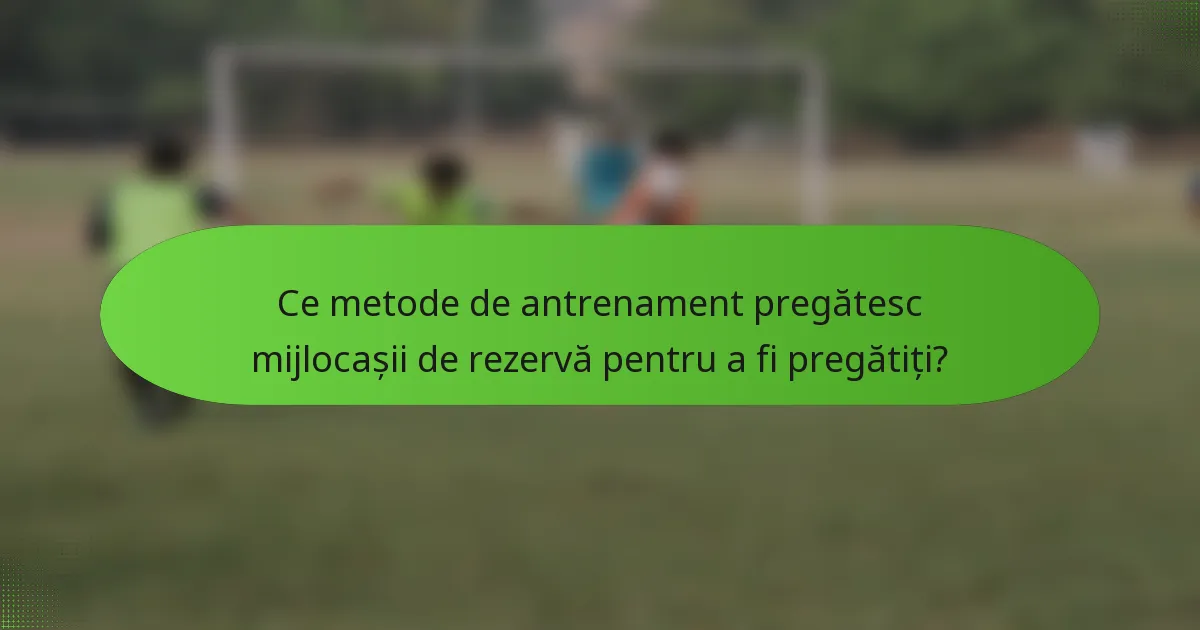 Ce metode de antrenament pregătesc mijlocașii de rezervă pentru a fi pregătiți?