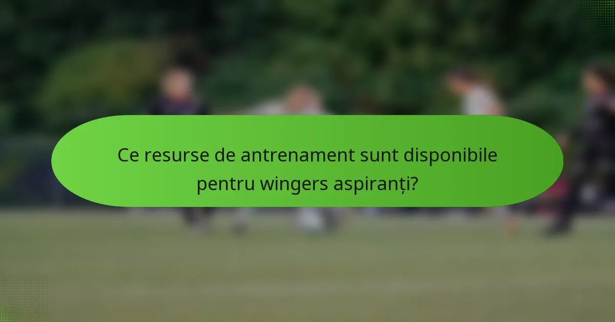 Ce resurse de antrenament sunt disponibile pentru wingers aspiranți?