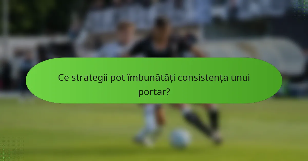 Ce strategii pot îmbunătăți consistența unui portar?