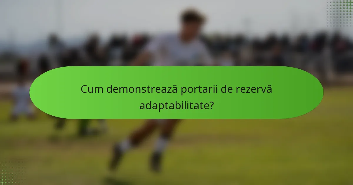 Cum demonstrează portarii de rezervă adaptabilitate?